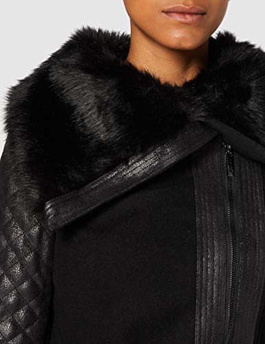 Morgan Manteau Col Imitation Fourrure GEFROU Faux Fur Coat, Negro (Noir), 40 (Talla del Fabricante: 40 Taglia Produttore 40) Women's