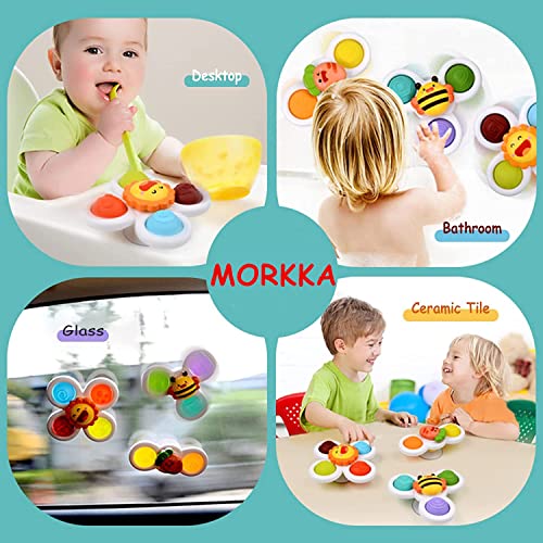 Morkka 12 Juguetes Montessori para niños y niñas, Juguetes sensoriales para bebés Cubo Colorido con 3 ventosas giratorios y Laberinto de Cuentas Aprendizaje temprano para niños pequeños de 1-3 años