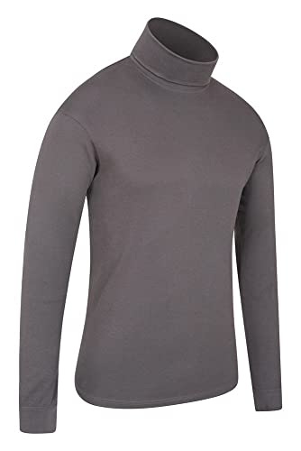 Mountain Warehouse Camiseta térmica Interior Meribel para Hombre - 100% algodón Peinado, Cuello Vuelto, Transpirable, Secado rápido y Mangas Ajustadas, fácil Cuidado, Invierno Gris Oscuro 3XL