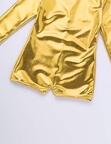 MSemis Maillot de Gimnasia Mono Brillante para Niños Niñas Leotardo Body Patinaje Ropa de Danza Competición Dorado 12 Años