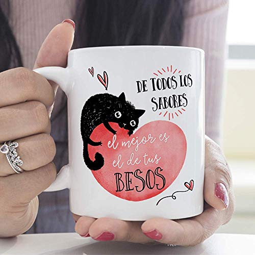 MUGFFINS Taza San Valentín (Te quiero) - De todos los sabores - Regalos Originales y Divertidos de Aniversario para Novios, Enamorados, Pareja.