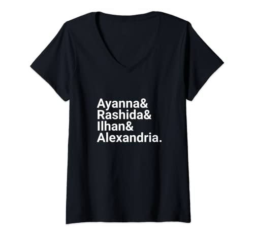 Mujer Ayanna, Rashida, Ilhan, and Alexandria Congress Squad Estados Unidos. Camiseta Cuello V