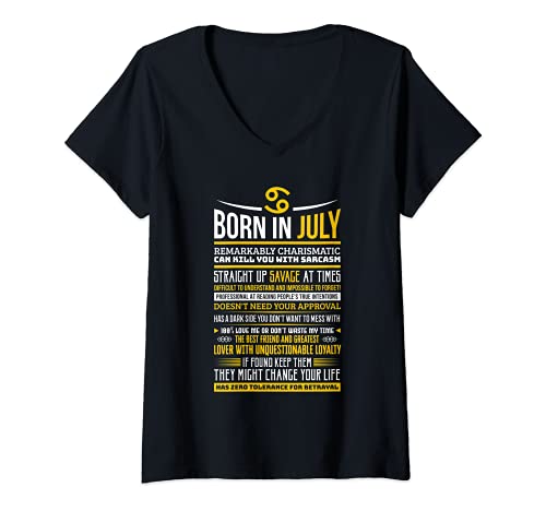 Mujer Born In July Cancer Zodiac Facts Rasgos Horóscopo Signo de Camiseta Cuello V