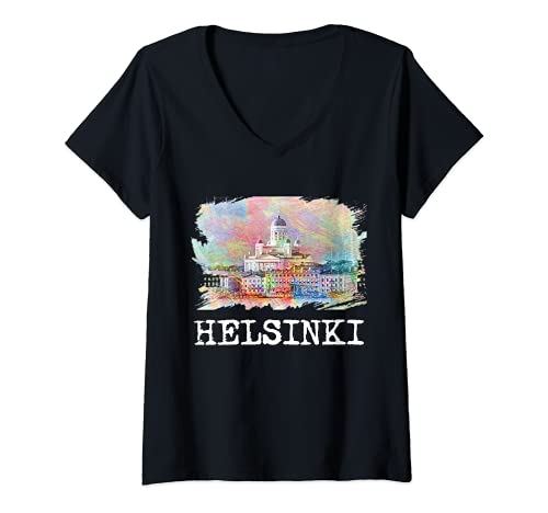 Mujer Helsinki Finlandia Hombres Mujeres Niños Niños Niñas Adultos Adolescentes Camiseta Cuello V