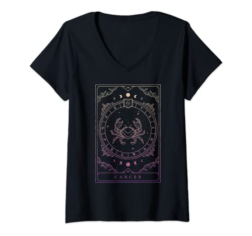 Mujer Regalo de cumpleaños Cáncer Mujer Signo del Zodiaco Camiseta Cuello V