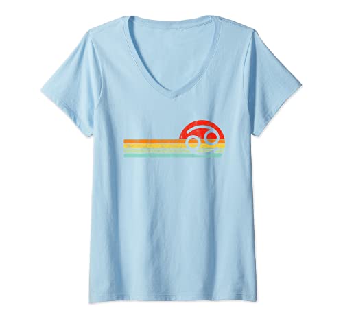 Mujer Signo del cáncer Vintage Sunset Junio o Julio Signo del zodiaco de cumpleaños Camiseta Cuello V