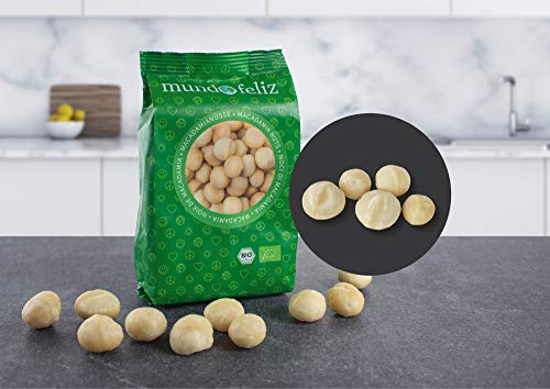 Mundo Feliz - Nueces de macadamia ecológicas crudas, 5 bolsas de 100 g