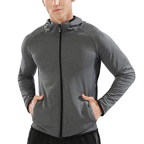 Muscle Alive Hombres Cremallera Corriendo Sudaderas con Capucha Deporte Chaquetas Aptitud Gimnasio Camisa Deportes Parte Superior