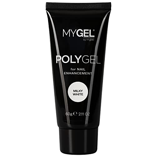 MYGEL by Mylee Polygel – Larga Duración, Aspecto Natural, Gel para Extensión de Uñas para Principiantes y Profesionales, Gel espesante para uñas acrílicas, Nail Art – 60 gramos (Milky White)