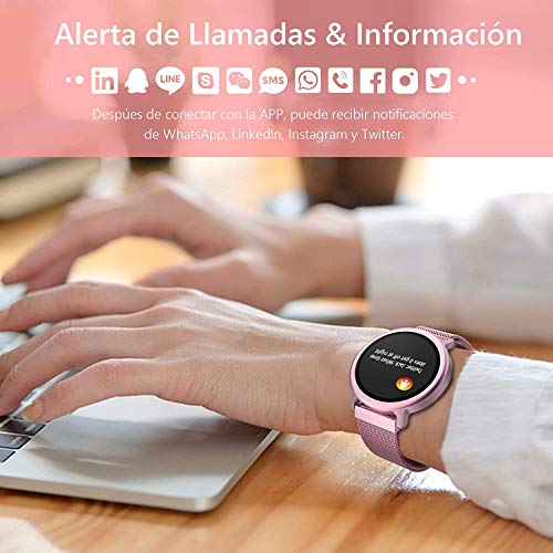 NAIXUES Smartwatch Mujer Reloj Inteligente IP68 con 24 Modos de Deporte, Pulsómetro, Monitor de Sueño, Notificaciones Inteligentes, 1.28 Pulgadas Pantalla Táctil Completo Smartwatch