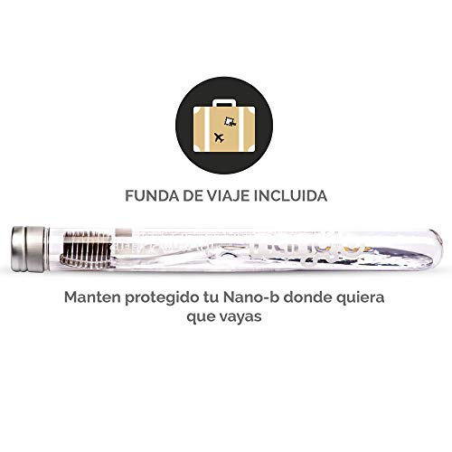 NANO-B | Cepillo de Dientes para Encías Sensibles | Elimina hasta el 99% de las Bacterias Dañinas | ORO y Carbón Activo - Blanco