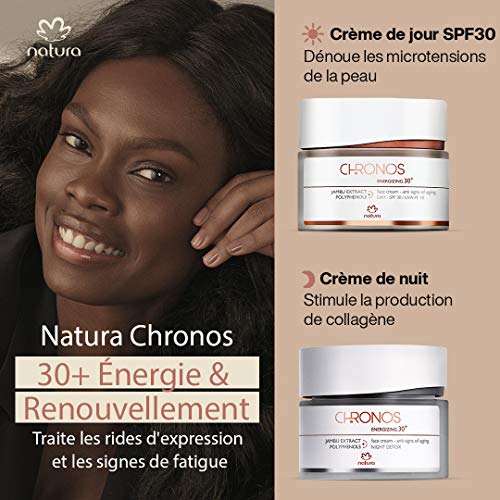 NATURA - Crema Facial Antisignos de Día 30+ Chronos - Renovación y Energía - Antiarrugas, Antifatiga - Corrige los 1° Signos de la Edad - Protección Solar SPF30 - 100 % Vegano - Cruelty Free - 40 g