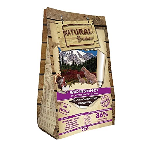 Natural Greatness - Pienso Sin Cereales Wild Instinct PACK GATITOS MI PRIMER PIENSO HIPOALERGÉNICO Vaso Medidor Comida Húmeda Información Comida Natural, ANIMALUJOS