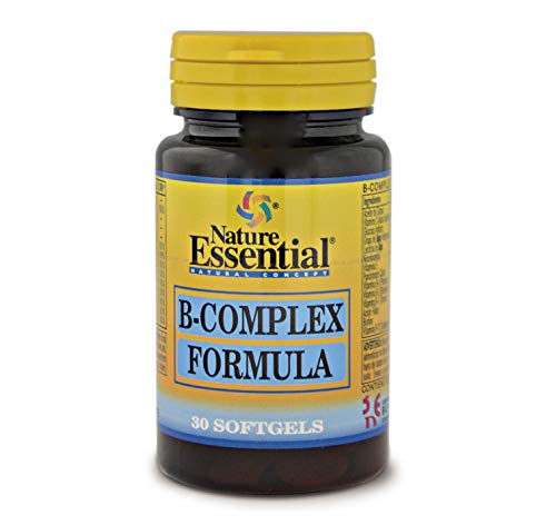 Nature Essential | B-complex Fórmula 500 mg | Complemento Alimenticios a Base de Vitaminas | 30 Perlas con Vitaminas C, E, B-1, B-2, B-3, B-5, B-6, B-9, B-12 y Biotina