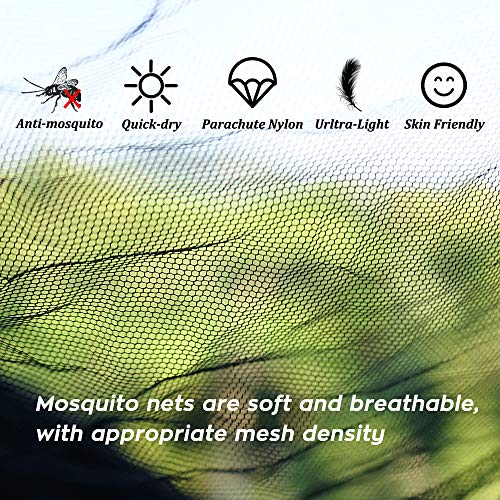 NatureFun Mosquitero Hamaca Ultra Ligera para Viaje y Camping | 300kg de Capacidad de Carga,Transpirable, Nylon de Paracaídas de Secado Rápido | 2 x Mosquetones Premium,4 x Correas de Nylon Incluidas