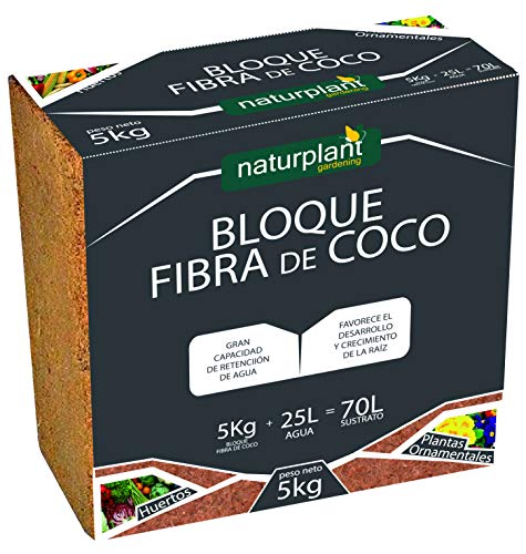 NATURPLANT. Sustratos Ecológicos - Bloque Fibra de Coco 5KG. 70L. Sustrato - Coco Grow.