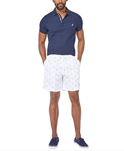 Nautica Men's Quick Dry All Over Classic Anchor Print Swim Trunk Bañador para Hombre, Blanco Brillante, XXL