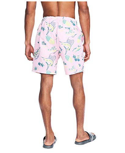 Nautica Men's Sustainably Crafted 8" Nautical Print Swim Short, Pale Orchid, Medium