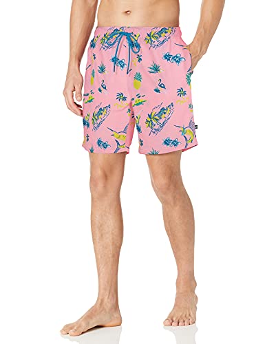 Nautica Men's Sustainably Crafted 8" Nautical Print Swim Short, Pale Orchid, Medium