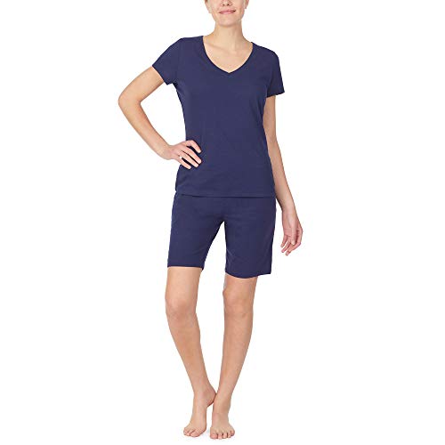 Nautica Women's Bermuda Sleep Shorts, 100% Cotton Jersey, Navy, S