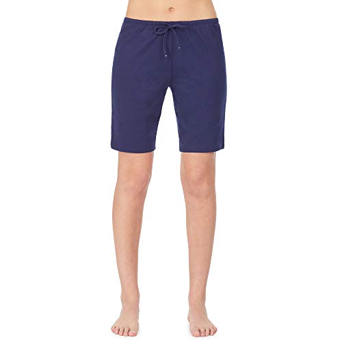 Nautica Women's Bermuda Sleep Shorts, 100% Cotton Jersey, Navy, S