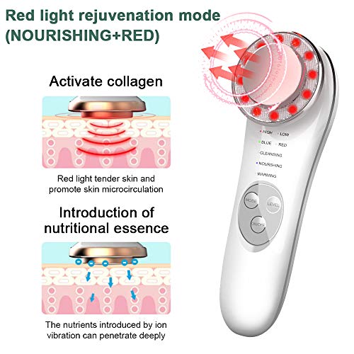 NBD Masajeador Facial Instrumento Multifuncional con Frío Calor Fototerapia Roja y Azul para Antiarrugas, Cuidado Facial, Limpieza Profunda,Anti-envejecimiento，Promueve la introducción de esencia