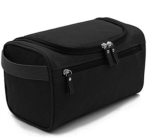 Neceser Hombre Viaje, Bolsa de Aseo Impermeable Gran Capacidad para Colgar, con Malla y Compartimiento con Cremallera, Artículos de Aseo Juego para Hombres, Mujeres, Deporte,Negro