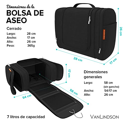 Neceser XXL [7 litros de Espacio], Bolsa de Aseo para Hombres y Mujeres [Diseño 2021], Neceser Grande para Hombres y Mujeres, Neceser Colgante para Hombres y Mujeres