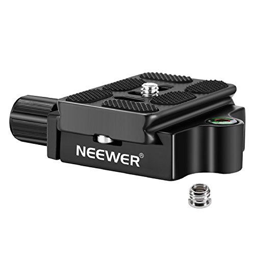 Neewer de 1/4 Pulgada Abrazadera de Adaptador de Placa de Zapata Rápida con 1/4-3/8 Pulgada Tornillo y Nivel de Burbuja para Cámara DSLR Estabilizadora de Monopie Cabeza de Bola