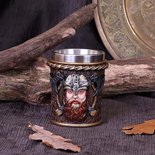 Nemesis Now Drakkar - Vaso de chupito para barco de dragón vikingo, resina con inserto de acero inoxidable, marrón, 7 cm