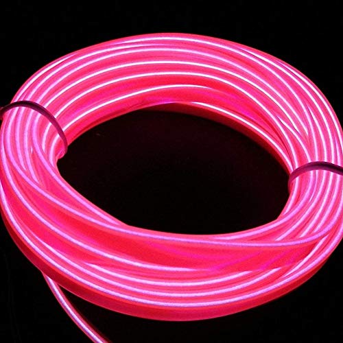 Neon Light El Wire con USB Neon Glowing Strobing Cable electroluminiscente para fiestas Halloween Navidad Festival de Navidad Decoración 5M(Rosa)