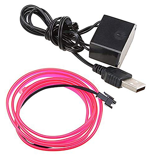 Neon Light El Wire con USB Neon Glowing Strobing Cable electroluminiscente para fiestas Halloween Navidad Festival de Navidad Decoración 5M(Rosa)