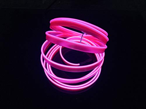 Neon Light El Wire con USB Neon Glowing Strobing Cable electroluminiscente para fiestas Halloween Navidad Festival de Navidad Decoración 5M(Rosa)