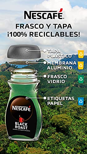 NESCAFÉ BLACK ROAST aroma y sabor intenso, café soluble, 100 % café, frasco de vidrio, 200 g