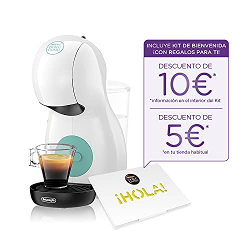 Nescafé Dolce Gusto Piccolo XS De'Longhi EDG210.W Cafetera de Cápsulas, 15 Bares de Presión, Diseño Compacto, 1400 W, Steel, Blanco