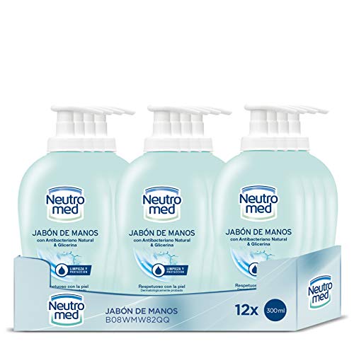 NEUTROMED - Jabón de Manos - 12uds de 300ml (3.600ml) – Con antibacteriano natural y glicerina – Respetuoso con la piel