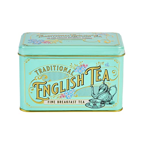 New English Tés Vintage Victoriano Lata con 40 bolsitas de té de desayuno inglés