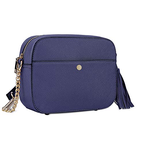 NEWHEY Pequeño Bolso Bandolera Mujer Bolsos de Hombro Cuero PU Elegante Cadena Mensajero Crossbody Bag Trabajo Moda Diario Vida Azul real