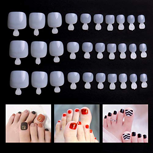 Nicedeco 500pc Natural Falso Falso Falsos artificiales UV Gel Toe Clavo Consejos Arte 10 Tamaños