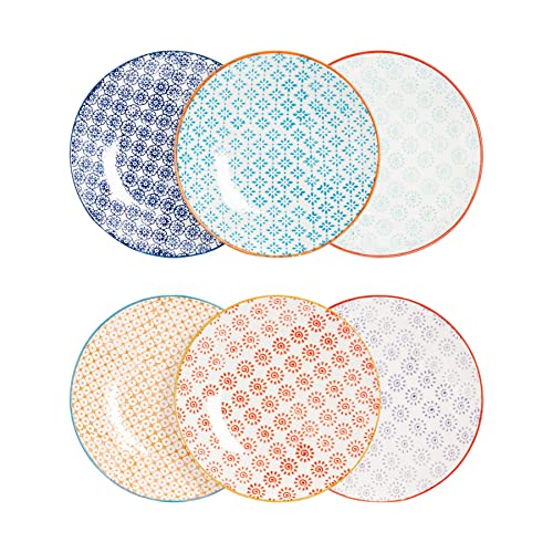 Nicola Spring Plato de Postre - 6 diseños - 18 cm - Pack de 6