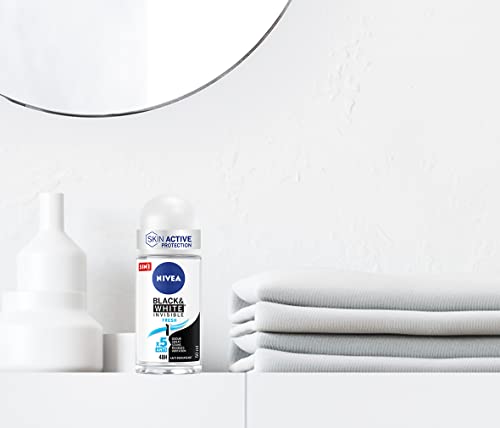 NIVEA Invisible Black & White Fresh Desodorante roll-on, 6 envases de 50 ml