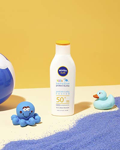 Nivea - Kids protect and sensitive, loción solar con, factor de protección solar 50+ muy alta, 200 ml