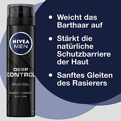 Nivea Men Deep Control - Gel de afeitar (6 paquetes de 200 mililitros)