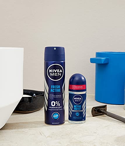 NIVEA MEN Desodorante roll-on Active Protect (50 ml), antitranspirante durante 48 horas protección contra el sudor, desodorante con valiosos extractos marinos