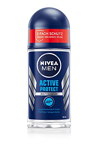 NIVEA MEN Desodorante roll-on Active Protect (50 ml), antitranspirante durante 48 horas protección contra el sudor, desodorante con valiosos extractos marinos