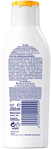 NIVEA SUN Sensitiv Loción solar protección inmediata en paquete de 1 unidad (1 x 200 ml), loción solar con FPS 50+ para pieles sensibles, protección solar impermeable en caso de alergia al sol