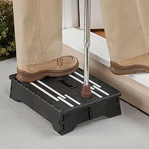 Nrpfell Pequeño Negro Taburete Plegable Portátil Taburetes Escalera para Personas Mayores, Ducha, Niños, Baño, Cocina, Jardín, 38 x 22 x 13 cm