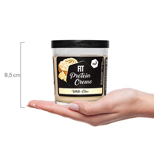 nu3 Fit Protein Creme 200g – Crema de chocolate blanco para untar – Sin aceite de palma ni gluten – Baja en carbohidratos – Con 21% de proteína – Crema proteica – Alternativa fitness baja grasas