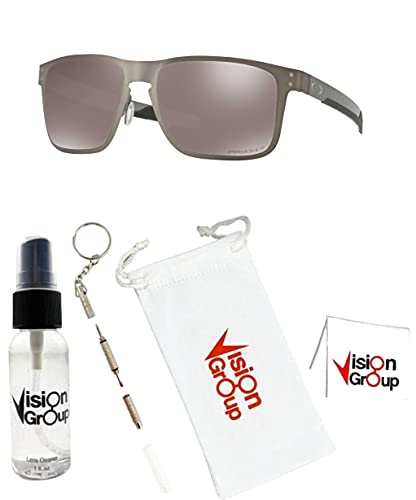 Oakley OO4123 Holbrook Metal Sunglasses+Vision Group Accesorios Bundle, Gris plomizo mate/Prizm negro polarizado (412306),