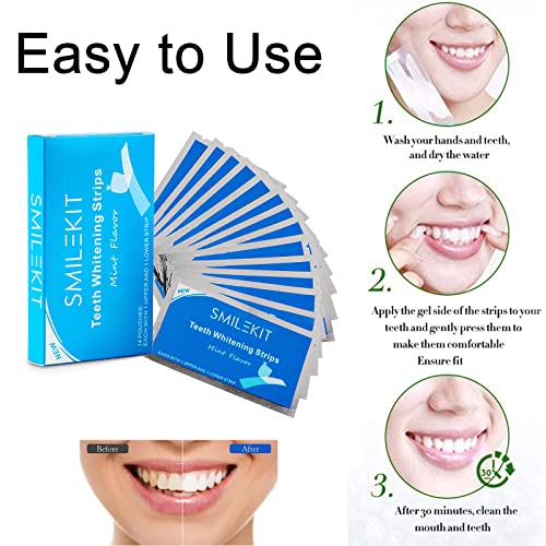 Olakin Blanqueador Dental Profesional, [28Pcs] Tiras Blanqueadoras, Eliminar Manchas Dentales, Reduce Sensibilidad Dental